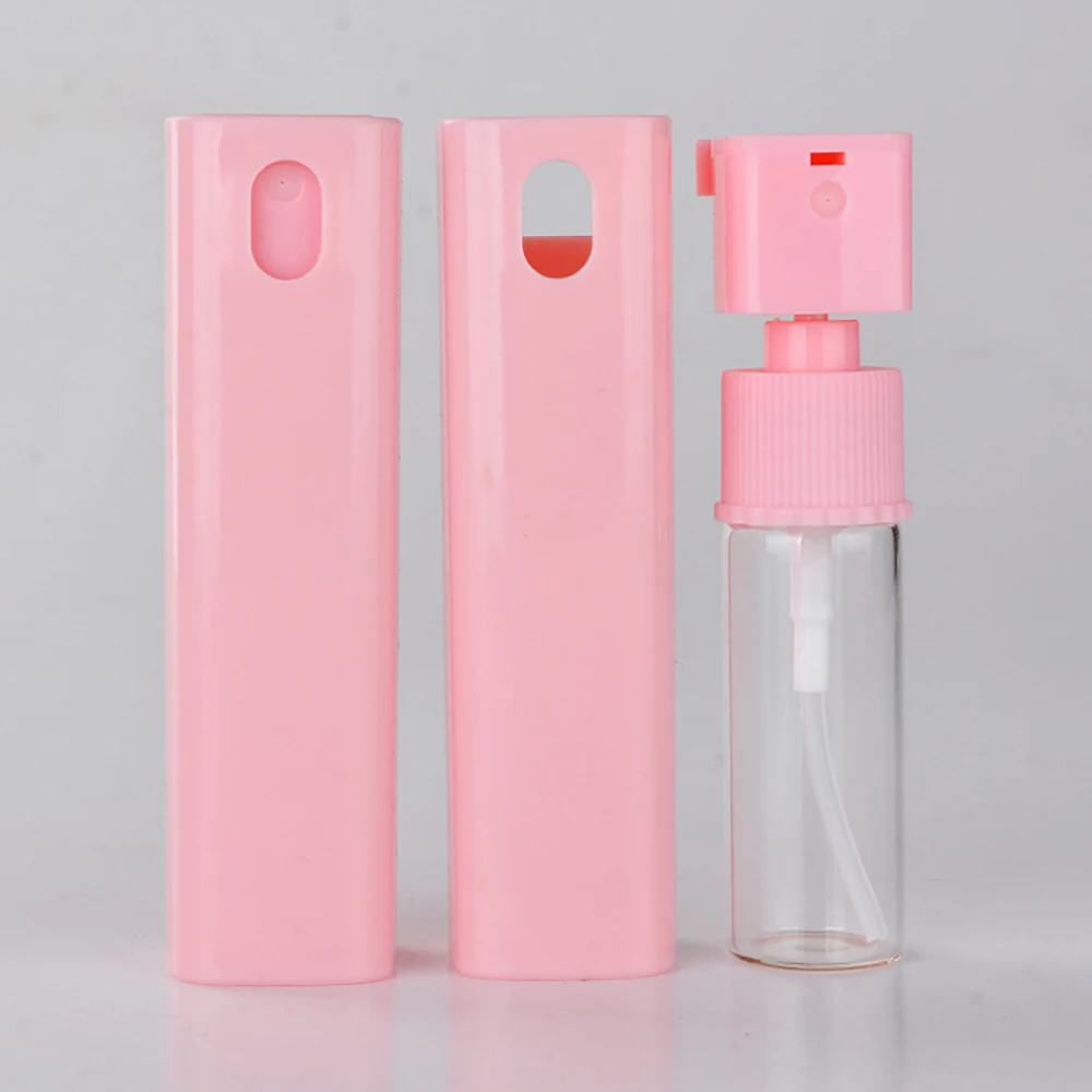 Wholesale 10ml Pink Small Sample Draw-out type fine spray cosmetic packaging, 10cc glass perfume bottle