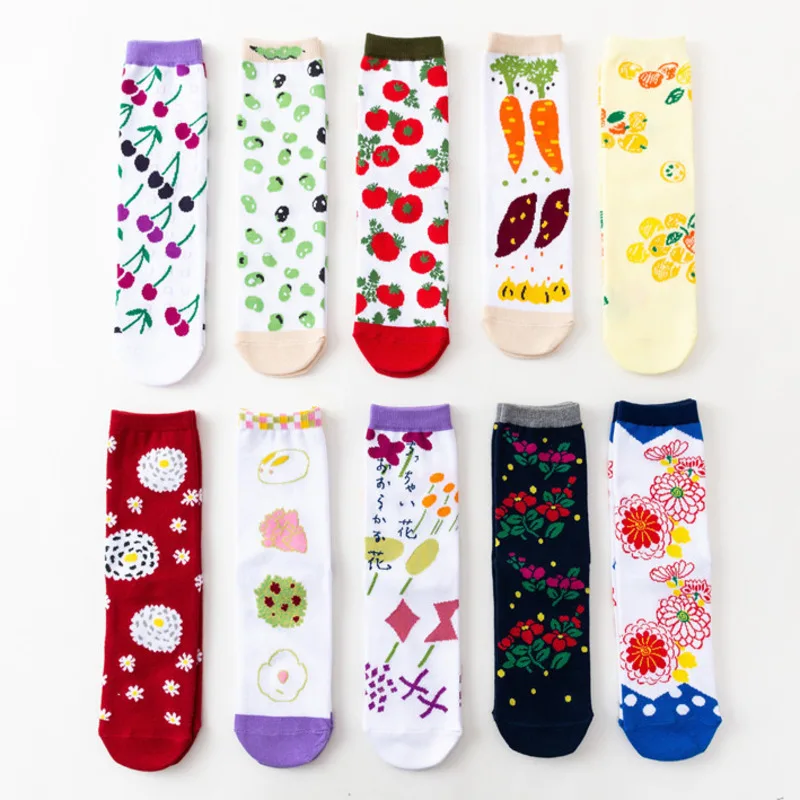 PEONFLY женские носки Harajuku мультфильм кролик Одуванчик морковь Боярышник вишня