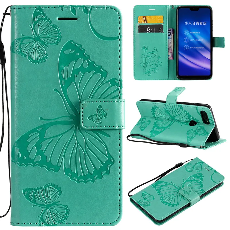 Магнитный PU кожаный 3D тисненый Кот Кошелек в виде дерева чехол для Xiaomi 8 Lite Флип