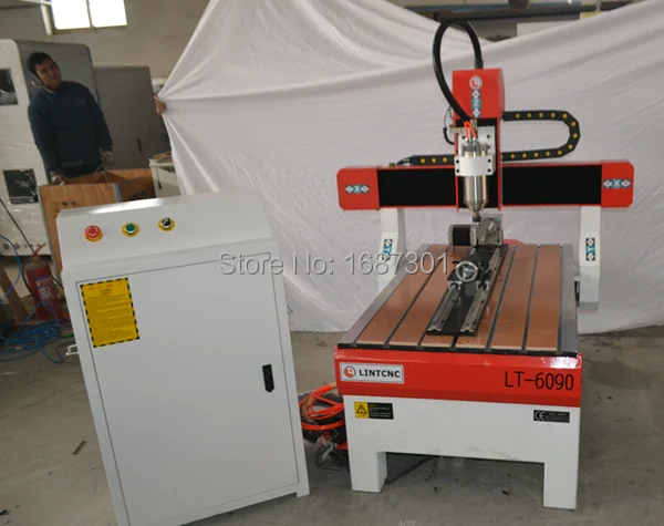 Китай 2.2kw шпиндель водяного охлаждения 6090 cnc фрезерный 4 оси гравировки 3D 6060 1212