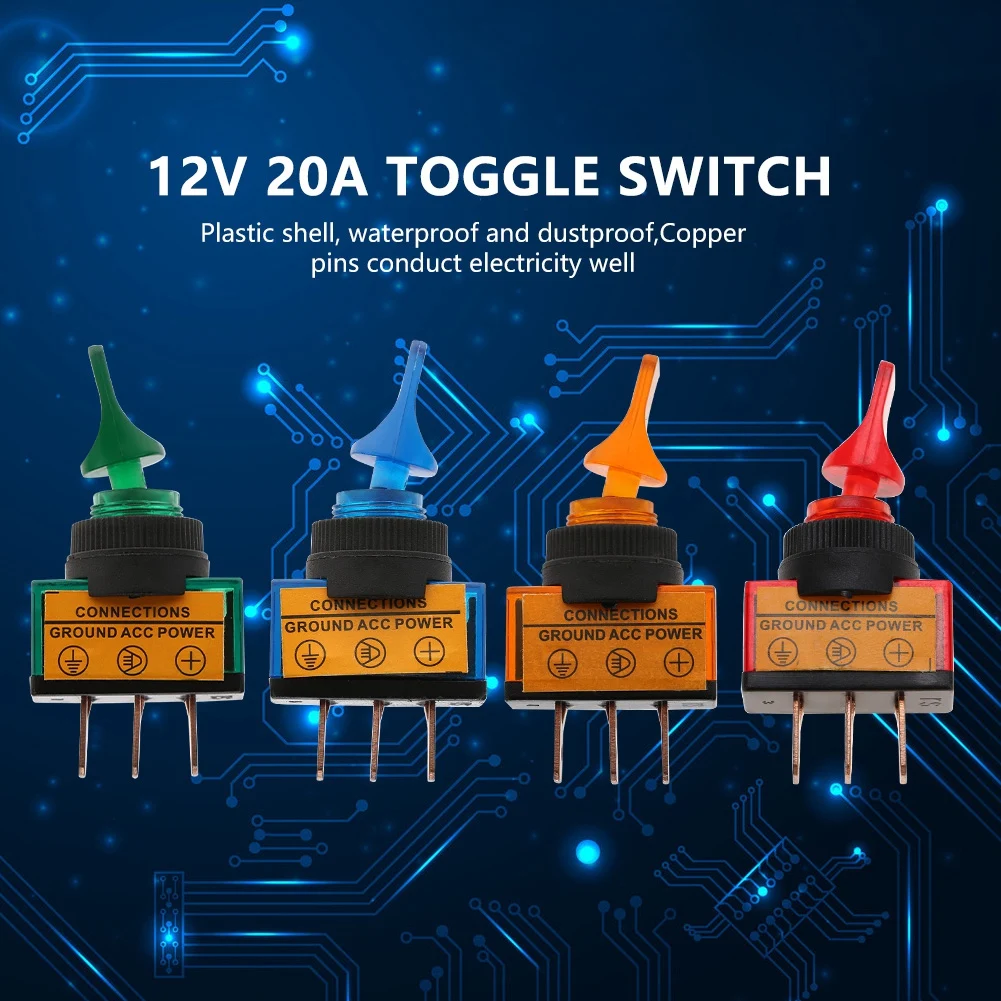 10 шт. 12VDC 20A светодиодный тумблер с короткой ручкой 3 Pin 12 мм ASW 14D переключатели