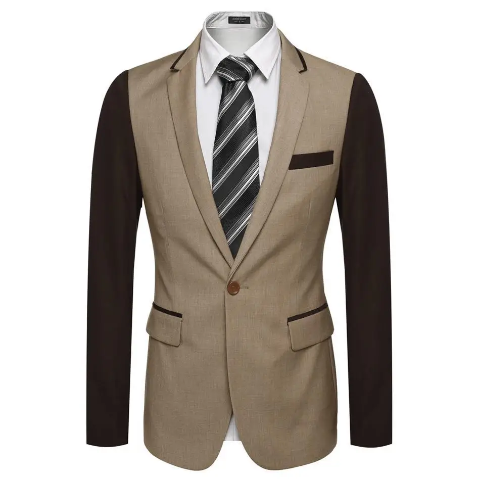 Coofandy для мужчин мода Slim Fit Нотч с длинным рукавом лоскутное повседневное одна