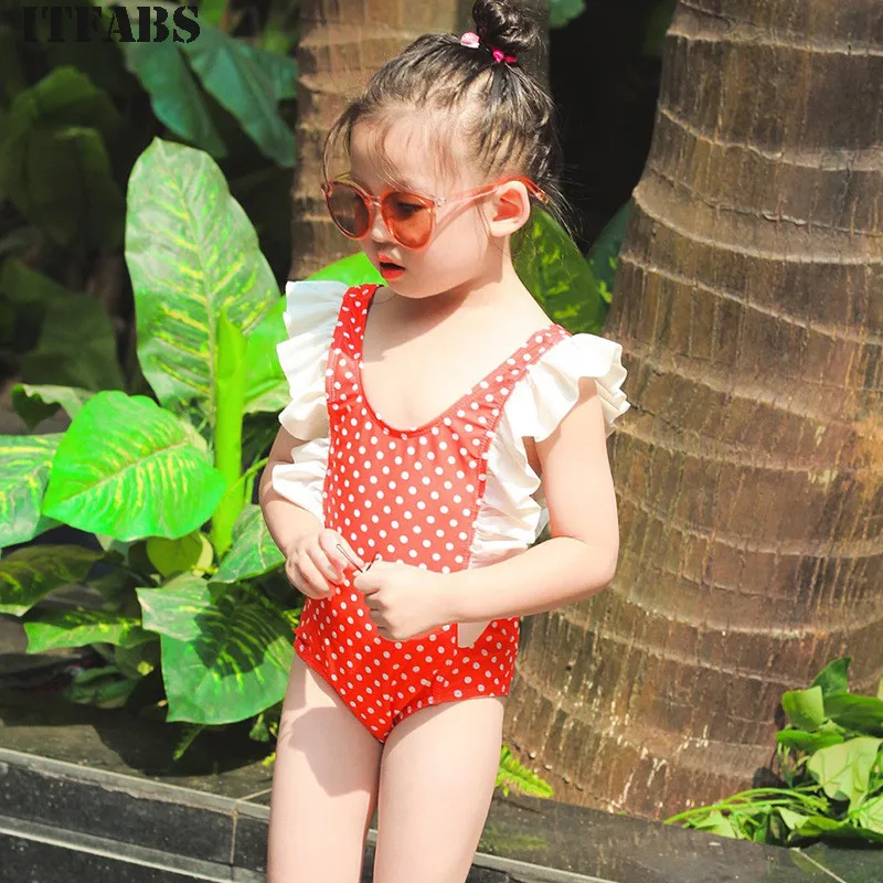 Emmababy для маленьких девочек Купальник боди Одежда оборками в горошек бикини