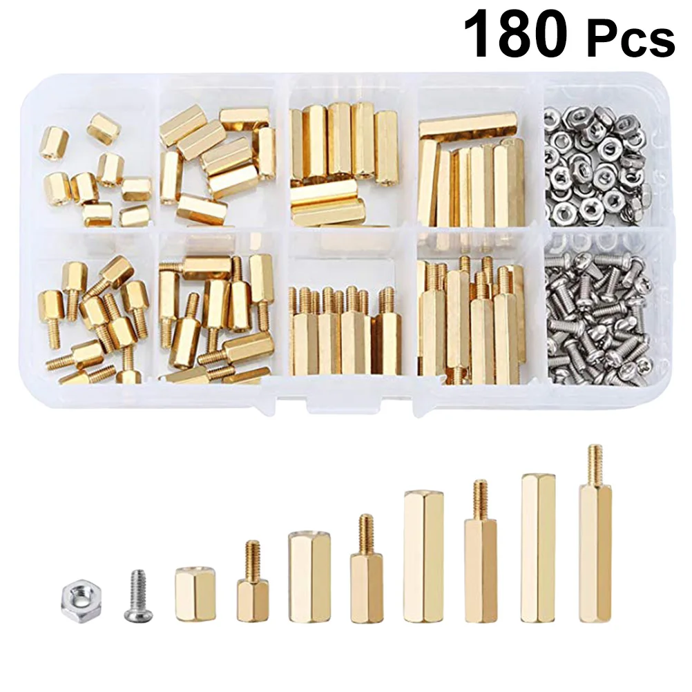 180PC Single and Double Pass Hex Copper Column m3 Screw Nut Combination Set | Обустройство дома