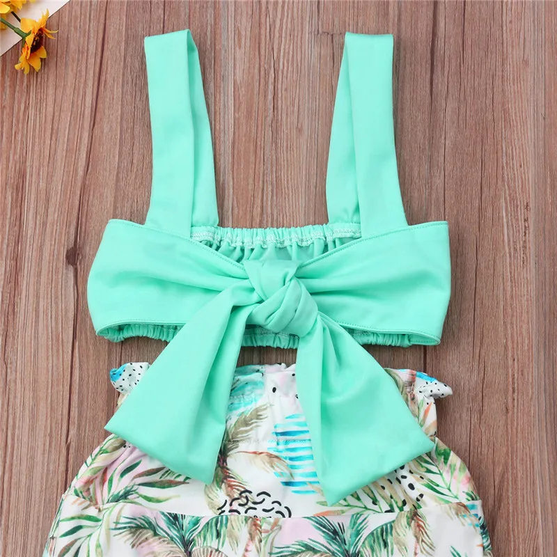 Boho Kids/Летняя одежда для маленьких девочек однотонный топ на бретельках с бантом