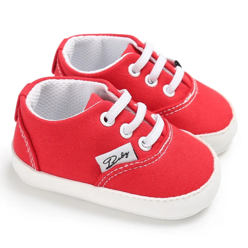 Милая однотонная обувь для новорожденных парусиновая малышей moda infantil Babyschoenen