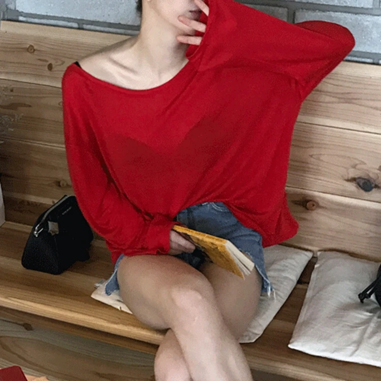 Женские красные свободные топы с o-вырезом осенние женские повседневные футболки
