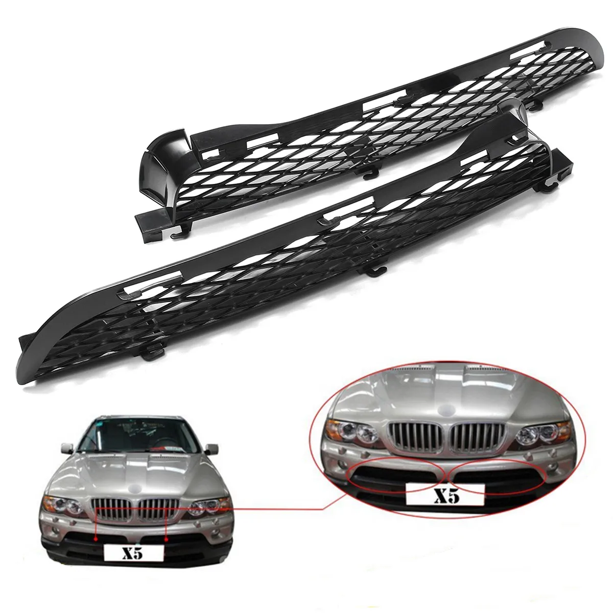 Сетчатые решетки переднего бампера для BMW X5 E53 2003 2006 пара|Гоночные решетки| |