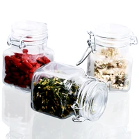 136912 pcs 3 oz airtight square spice glass jar with leak proof rubber gasket and hinged lid for home