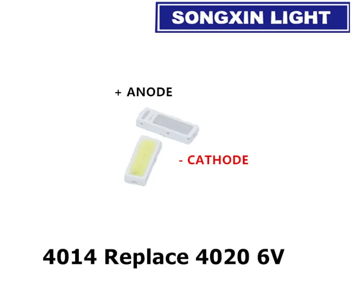 100 шт./лот 4020 4014 SMD светодиодный холодный белый бисер 1 Вт 6В 150мА для телевизора/ЖК
