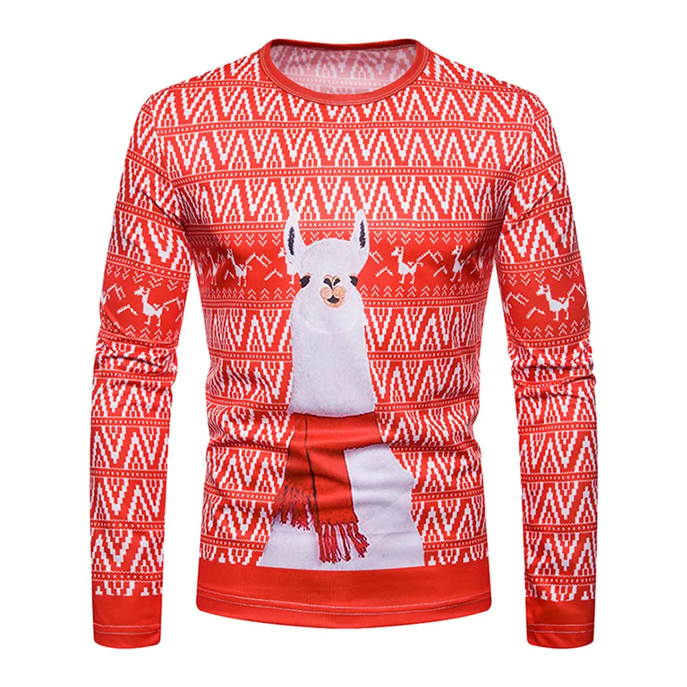 Рождественская футболка с круглым вырезом и принтом альпаки|Мужские футболки| |