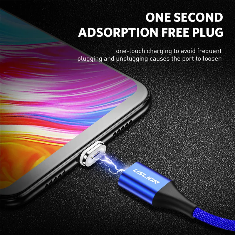 Магнитный кабель USLION Micro usb type C для iPhone 7 6s Быстрая зарядка c магнитное зарядное