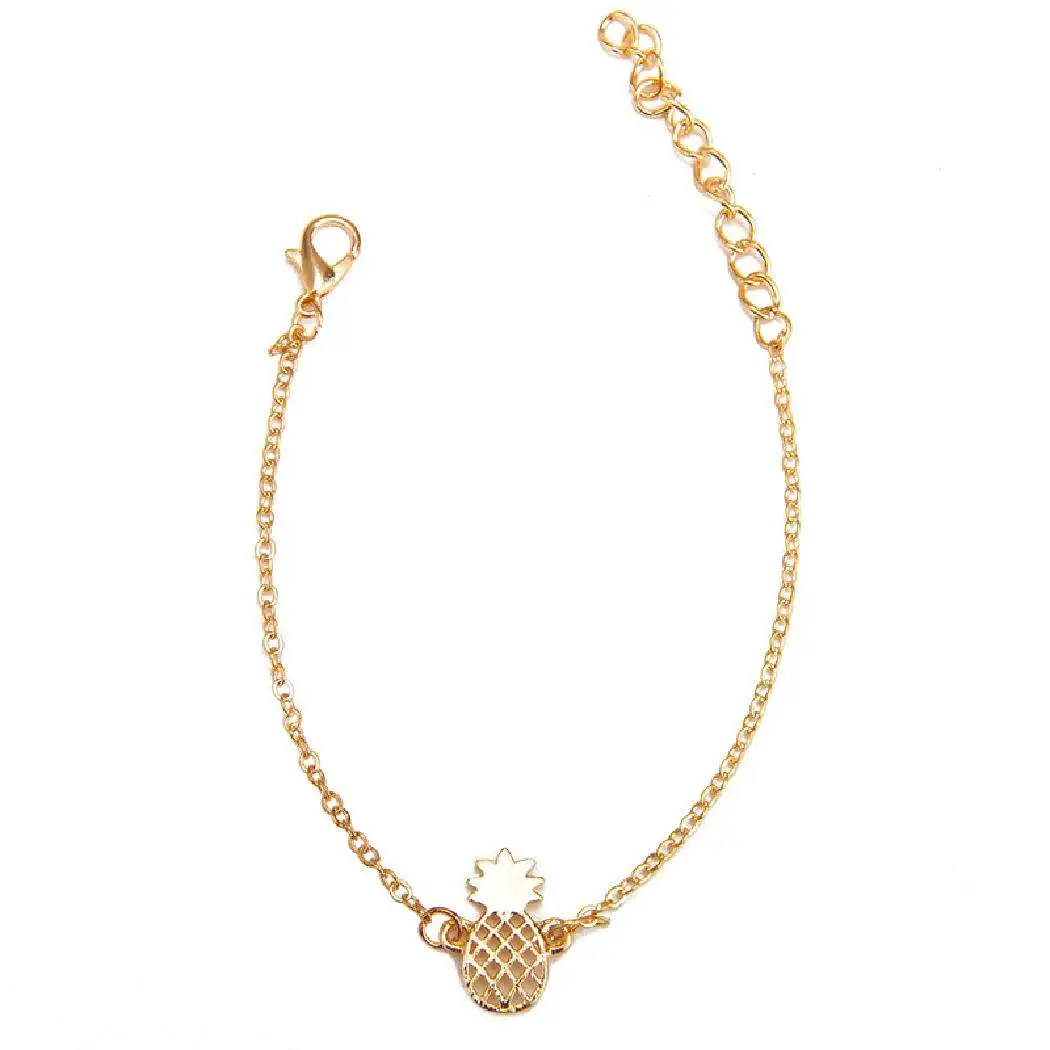 Adjustable Simple Chain Rose 5g Gold Alloy Women Buckle 2 Pineapple Bracelet Lobster Silver Shaped Casual Link | Украшения и