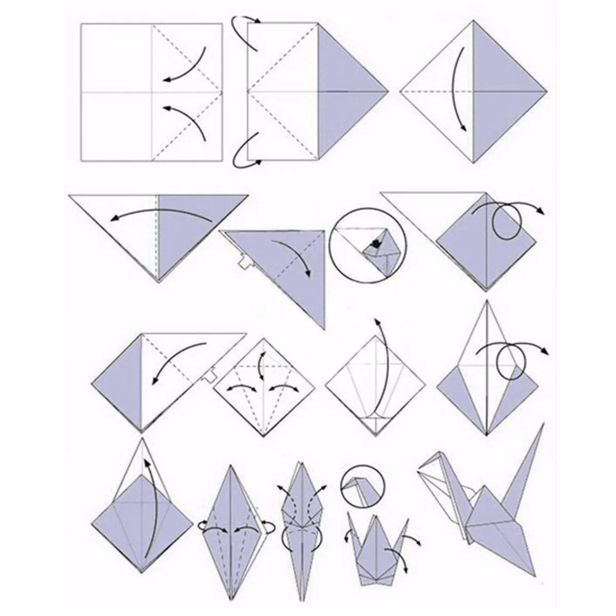 Журавли из бумаги оригами поэтапно для начинающих