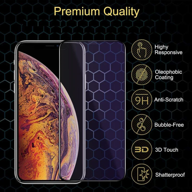 Полностью клеящаяся зеркальная пленка из закаленного стекла для iPhone 7 8 Plus X XS XR MAX