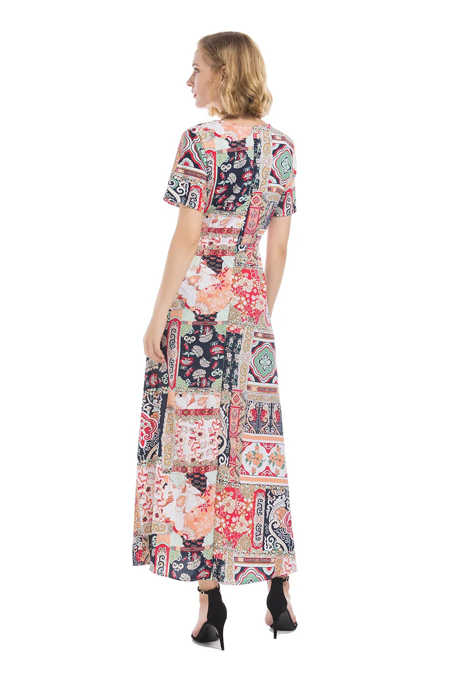 2019 летнее платье элегантное женское Ретро Vestidos Verano богемное Цветочное с v