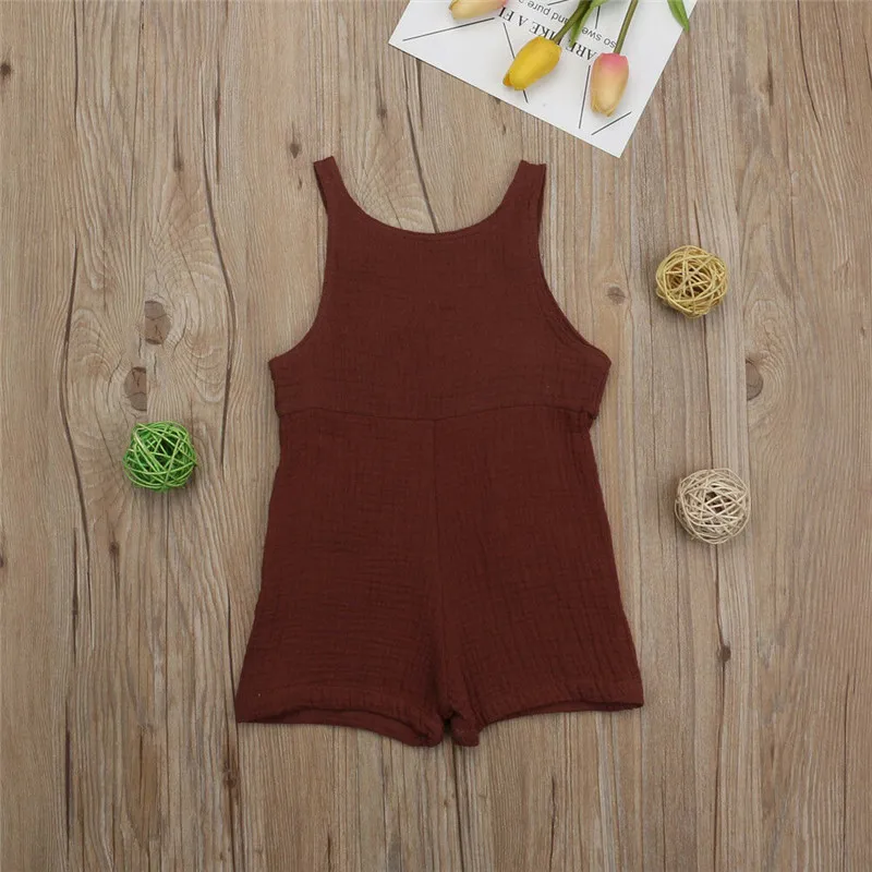 

Fashion Newborn Toddler Baby Girl Boy Summer Solid Color Romper Sleeveless Jumpsuit Tops Cotton Outfits Kids Clothes 0-3T