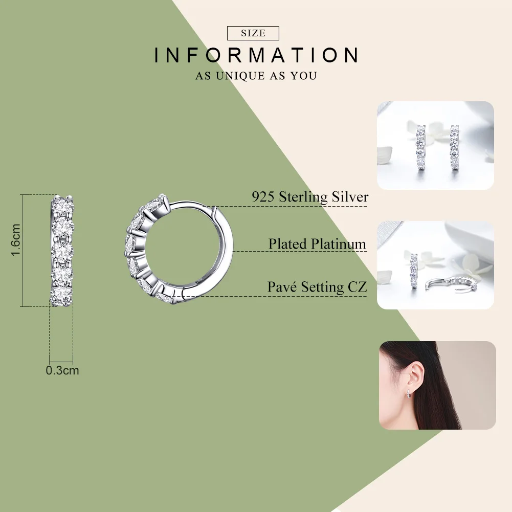 

BISAER Elegant 100% 925 Sterling Silver Dazzling Stackable Zircon Exquisite Stud Earrings For Women Luxury Jewelry HSE524