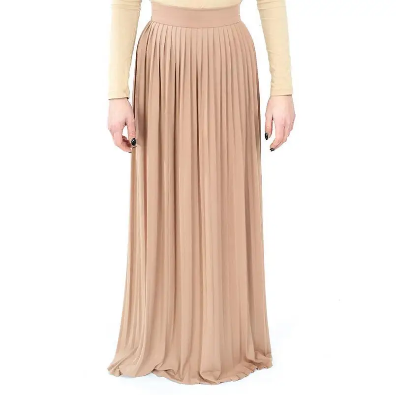 Faldas Largas Verano Mujer Moda 2019 Весна Осень Корейская женская шифоновая плиссированная