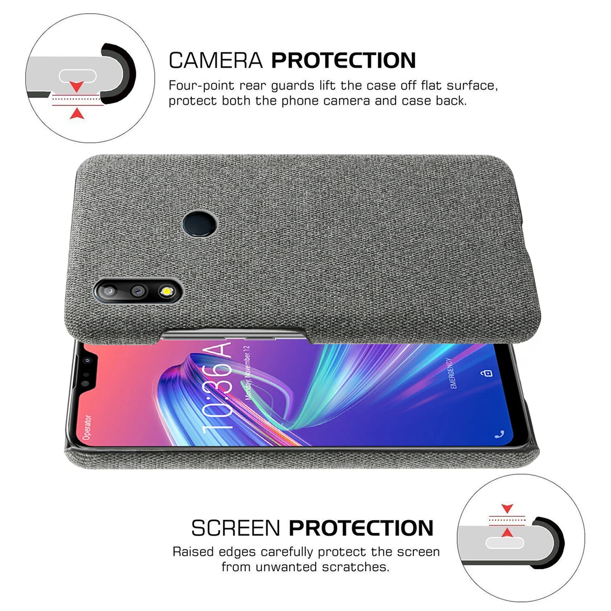 Чехол для Asus Zenfone Max Pro M2 ZB631KL из тонкой ткани с защитой от царапин Жесткий ZB633KL |