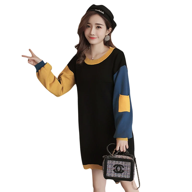 Зимнее платье для беременных трикотажное свитер грудного вскармливания длинный