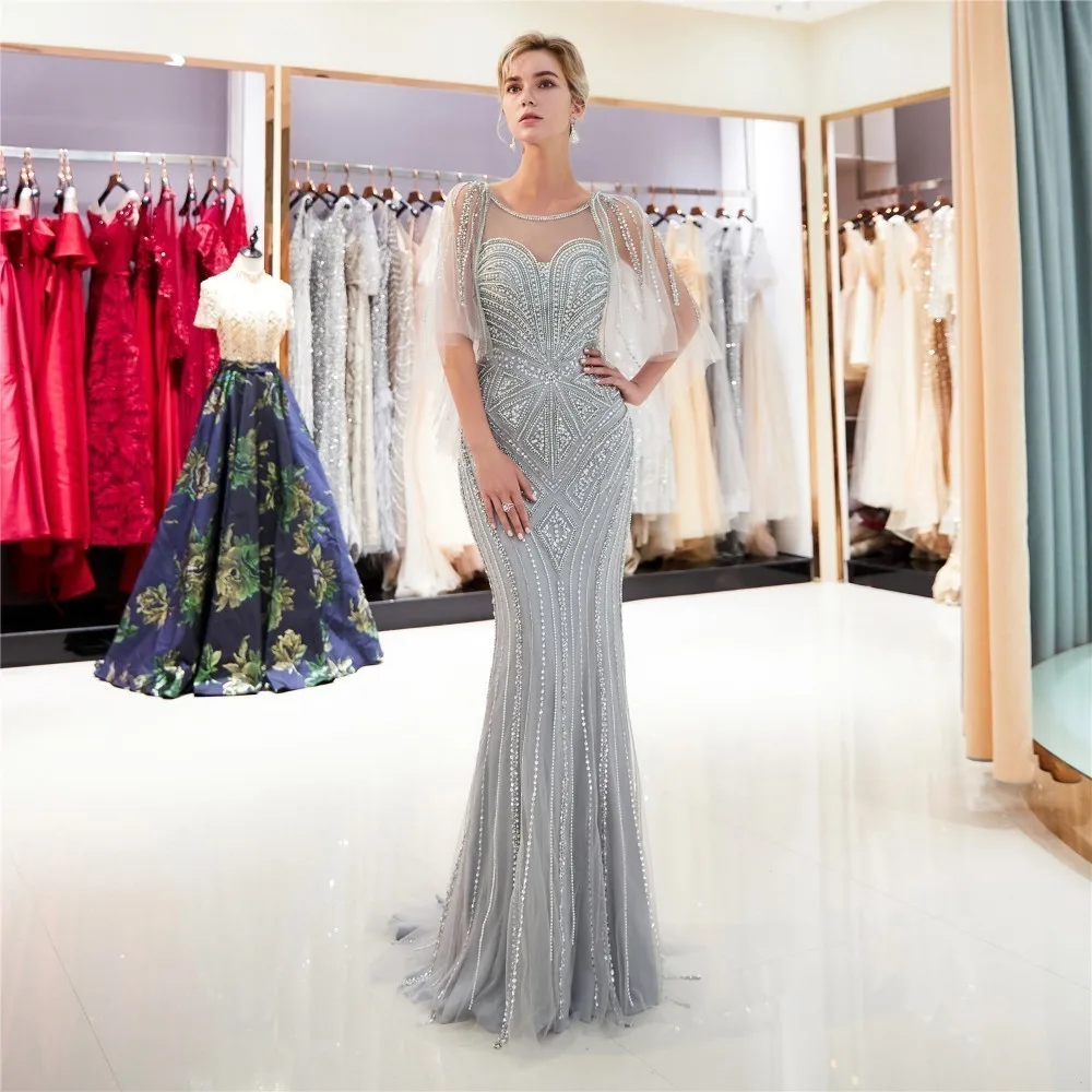 Vestido de festa Русалка длинное вечернее платье Винтаж кисточкой кружево с кристаллами