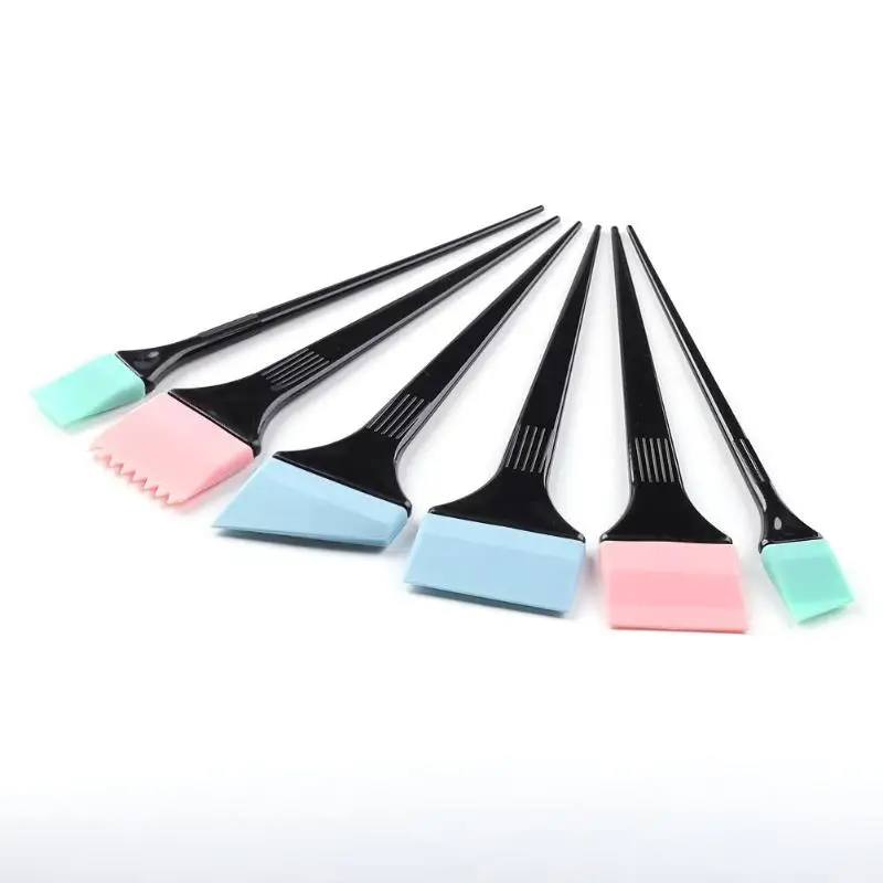 

6pcs/Set Silicone Hair Dyeing Brush Tool Hair Coloring Brush Highlights Color Mixing Stirrer Kit for Hair Salon Barber Tools