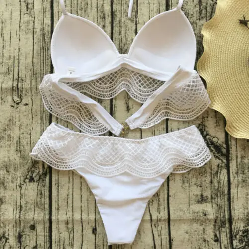 Сексуальный женский кружевной комплект бикини в стиле пэчворк купальный костюм 2