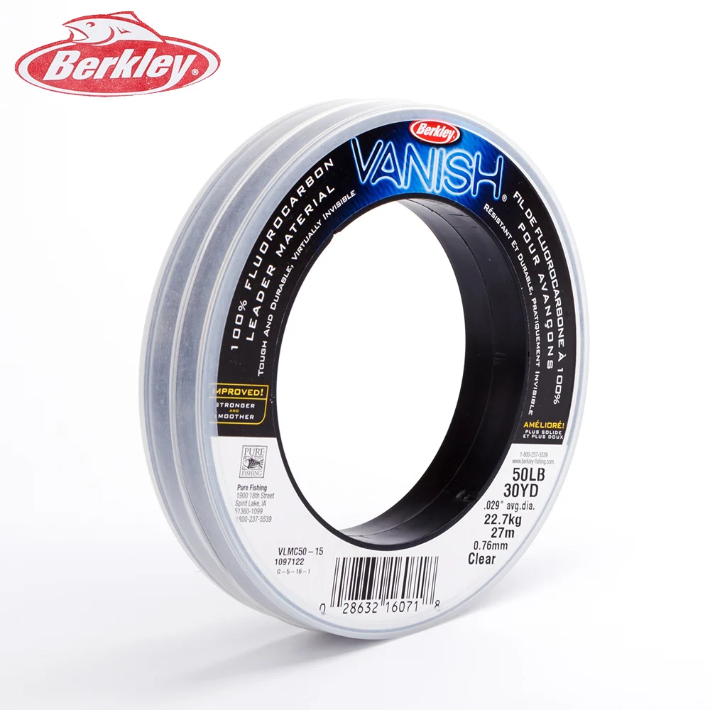 Berkley легко литье Vanish Clear 27 м 50/80/100 фунтов 100% фторуглеродная Mainline 30YD Leader Tippet Тонущая