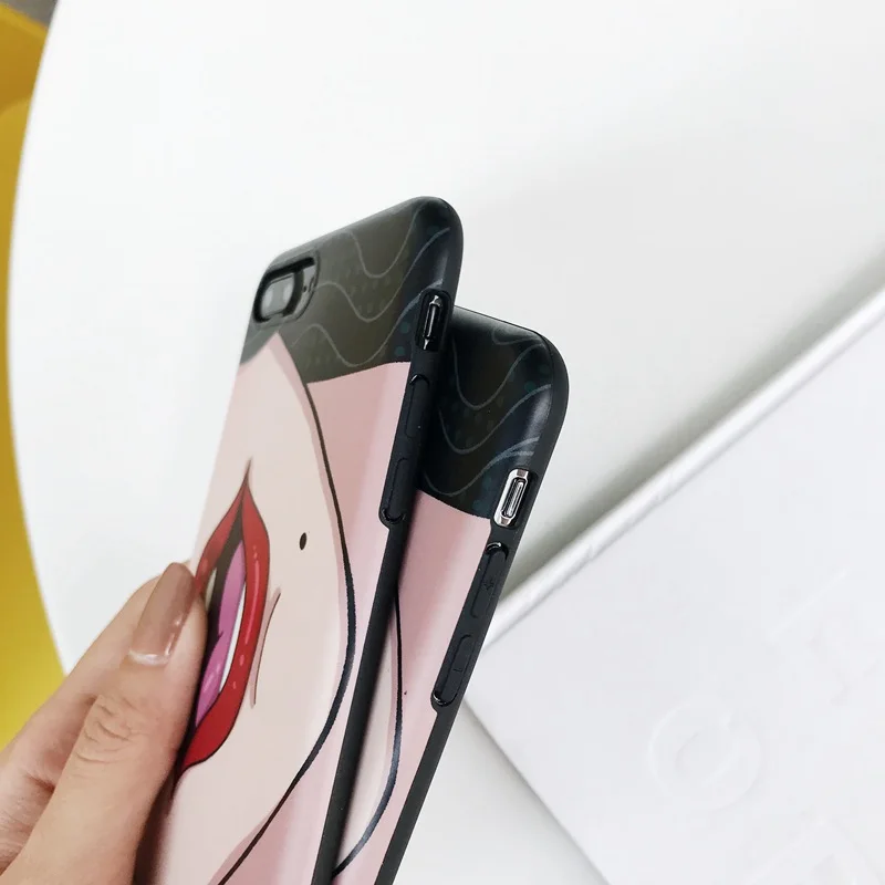 STROLLIFE Interesting Selfie Phone Case For iPhone8 7 6s Plus XS Max Sexy Red Lip Cover iPhone XR X Soft IMD Back Shell |