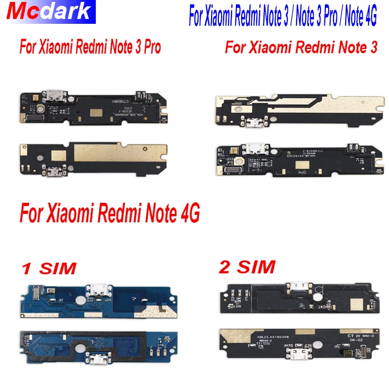 Плата Mcdark для зарядного Usb порта Xiaomi Redmi Note 4G гибкий кабель док разъем детали 3 Pro