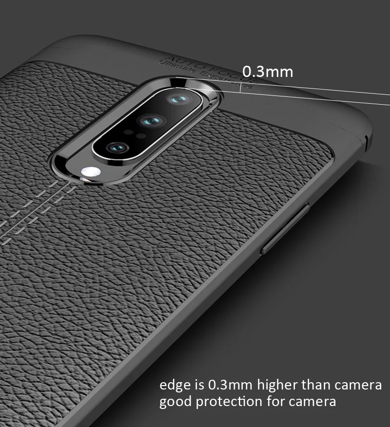 Кожаный чехол с текстурой Личи для Oneplus 7 7T Pro матовый Мягкий силиконовый из ТПУ |