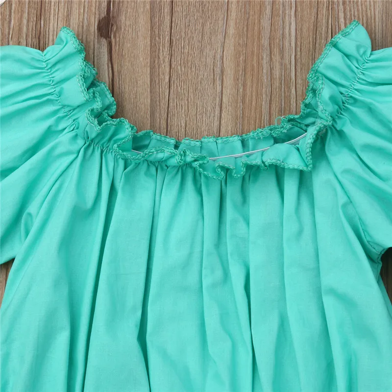 Летняя одежда принцессы для маленьких девочек Футболка с пышными рукавами и