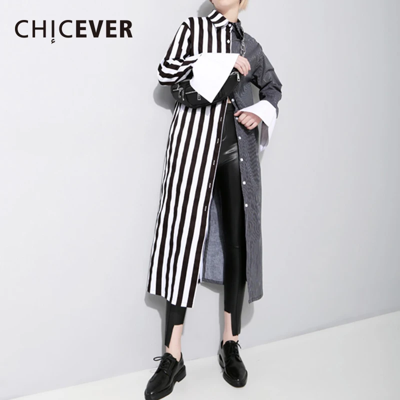 CHICEVER лето для женщин блузка рубашки мальчиков лоскутное полосатый с