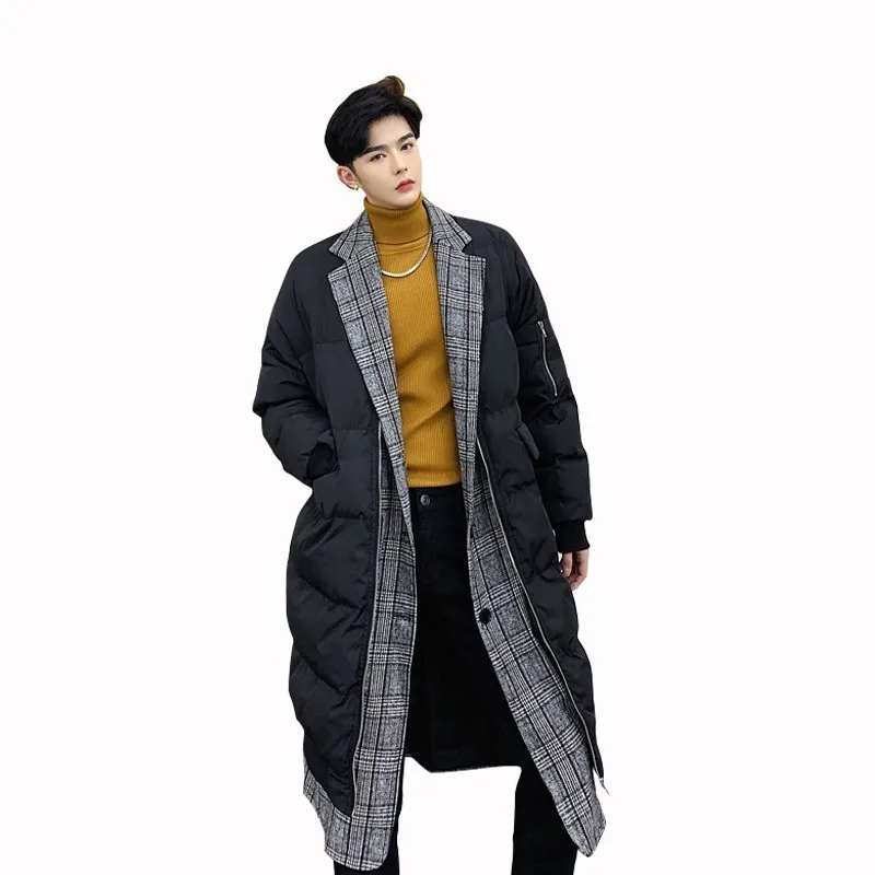 Contrast Winter Men Mid Long Jacket Cotton Keep Warm Thick Male Quality Casual Parka Coat Brand Clothing Veste Hiver Homme | Мужская
