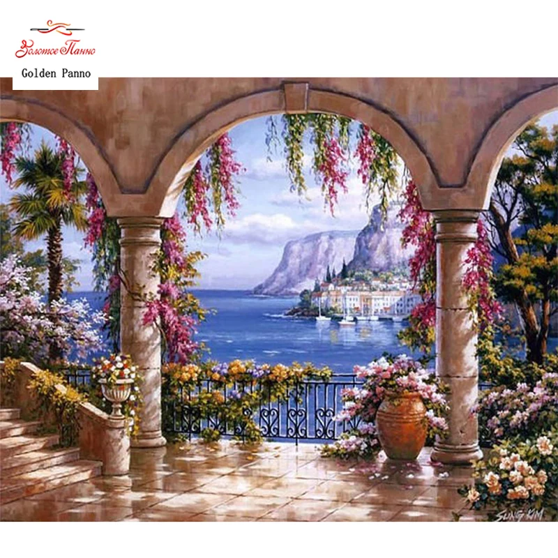 

Картина с золотым бриллиантом, полностью квадратная 5D Diy Daimond вышивка, Алмазная мозаика, распродажа, стразы, фотографии, пейзаж 03