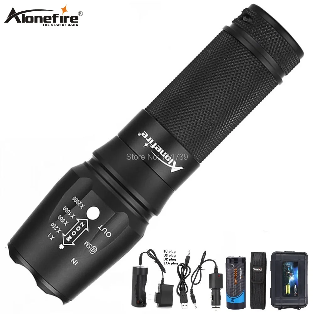 

AloneFire X800 XM-L T6 L2 5000LM Aluminum Waterproof Zoomable CREE LED Flashlight Torch for AAA 18650 26650 Rechargeable Battery