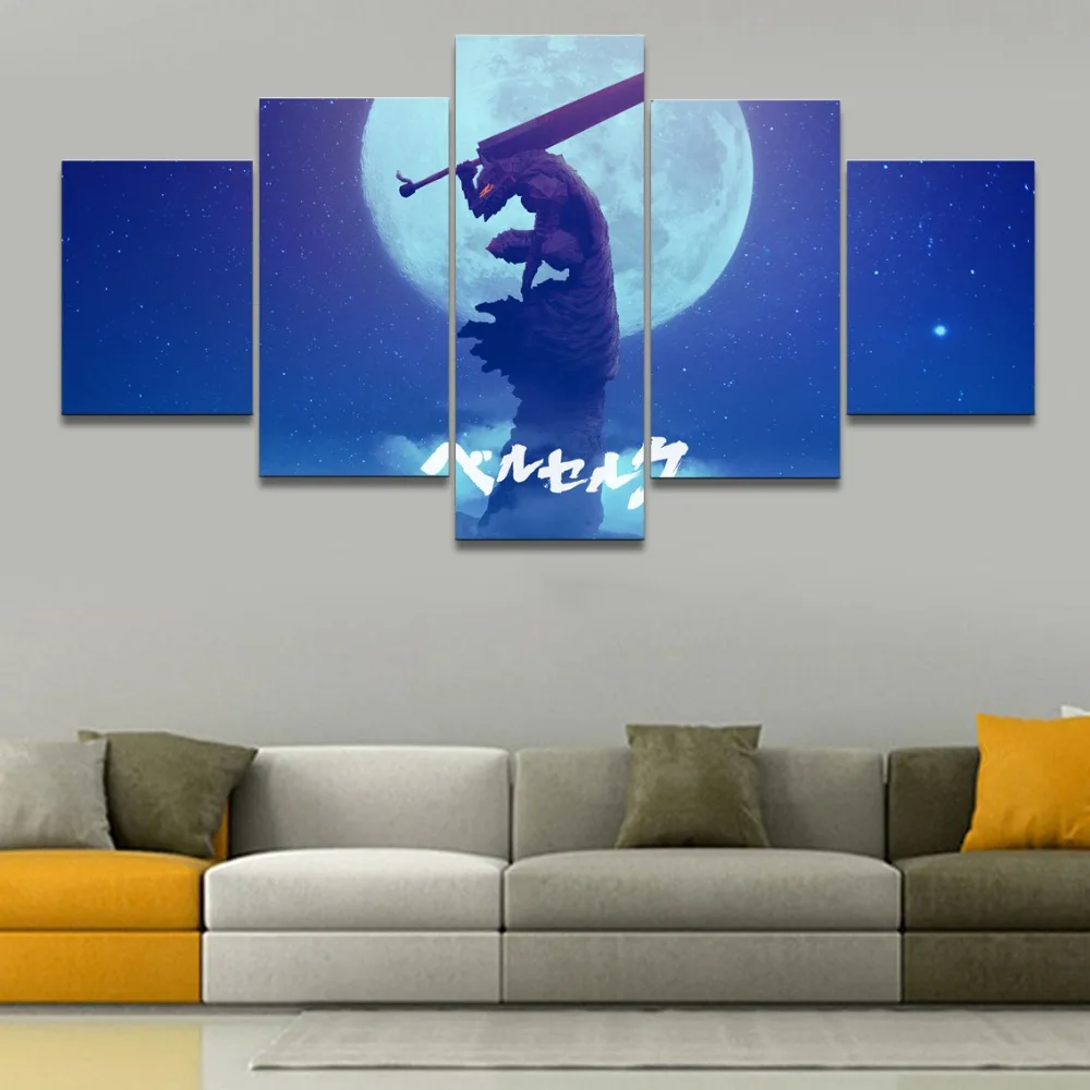 Печать холст картина плакат 5 шт. Anime Berserk кишки Moon Shadow меч изображение воина Wall Art