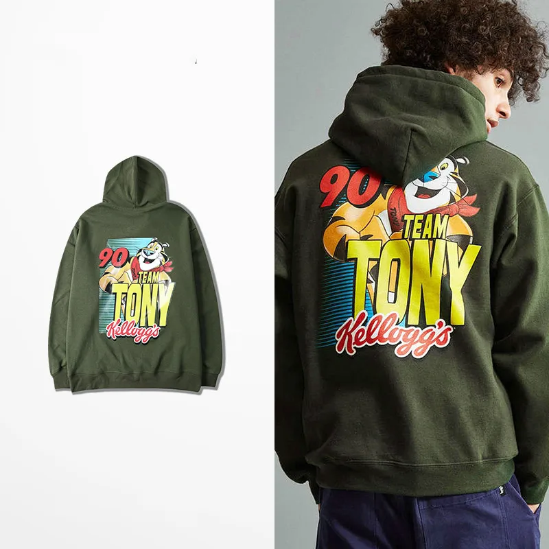 

Cartoon Cat 90 Team Tony Kelloyys Print Mens Hoodies And Sweatshirts Harajuku Hip Hop High Street Retro Chinese Hoodies Anime