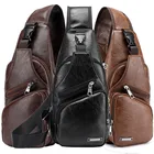 Мужской рюкзак через плечо с USB-зарядкой, нагрудная Сумка-слинг, водонепроницаемые черные коричневые сумки