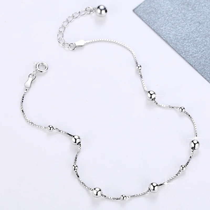 Fashion 925 Sterling Silver Anklet fine Jewelry Small Bead Foot Chain For Women Girl S925 Ankle Leg Bracelet | Украшения и