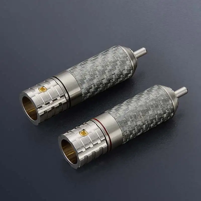 4 шт. красный Медь углеродного волокна RCA разъем позолоченный родиевое покрытие