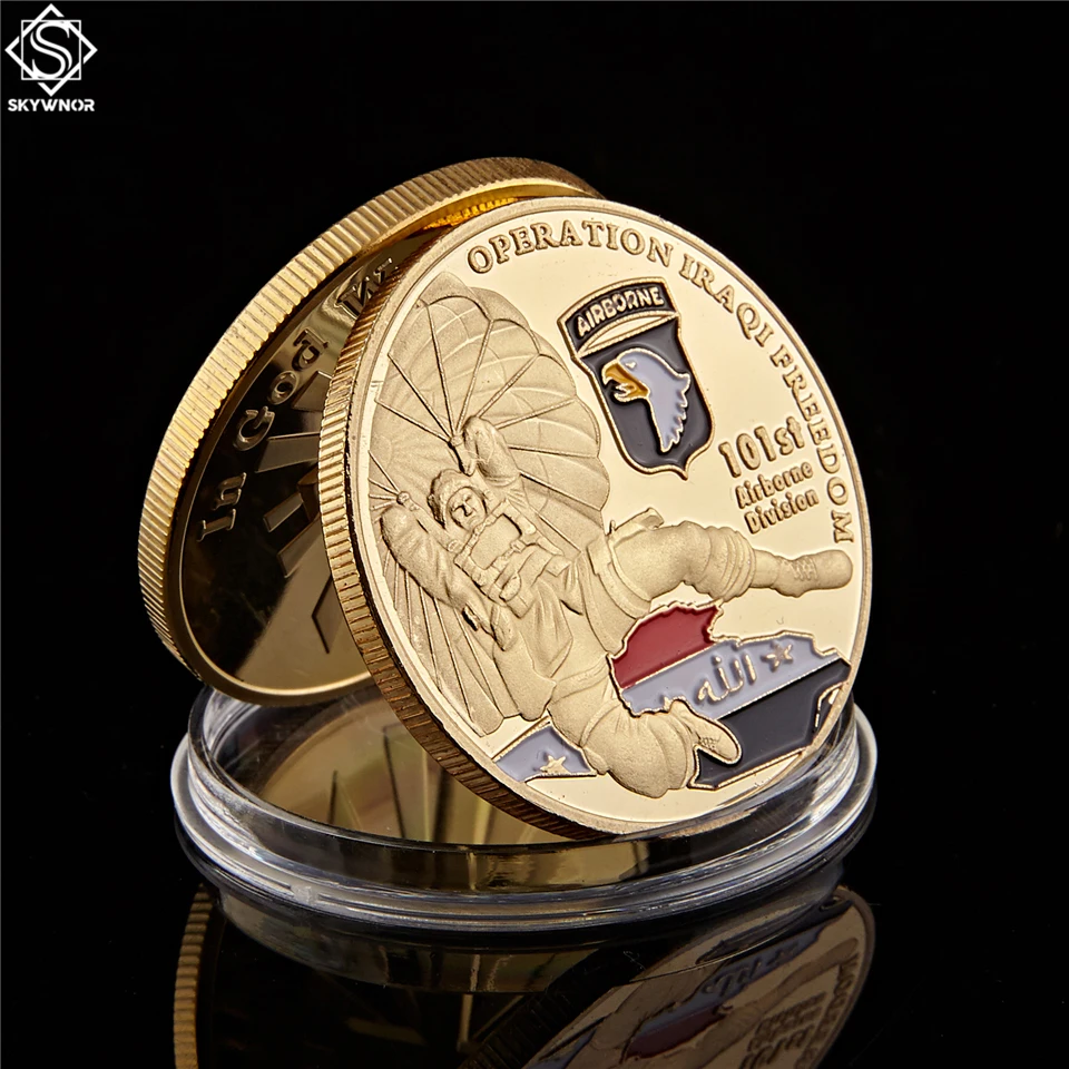 

American 101St Airborne Division Air Force Gold Plated Coin 1.57"*0.12" Operation Iraqi Freedom Souvenir US Coin