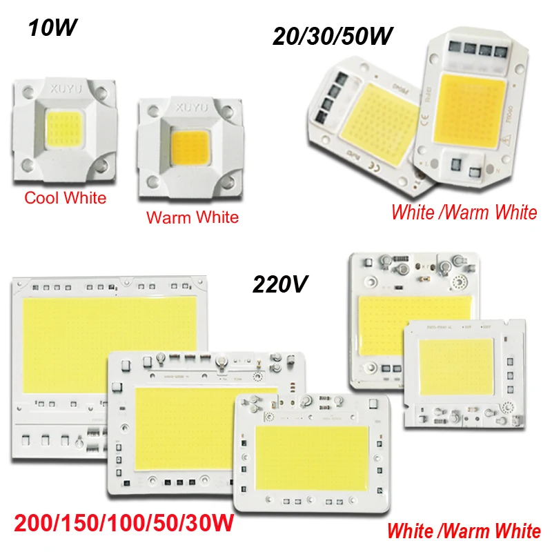 10/20/30/50/100/150/200W Светодиодный светильник интегрированный чип COB AC 220 В Smart IC высокое