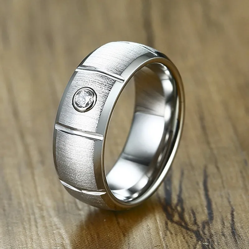 Мужское кольцо s Dome с матовой поверхностью серебряное вольфрамовое