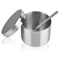 hot sale stainless steel sugar bowl and sugar spoon multi function sugar container spice container salt jar condiment bowls s