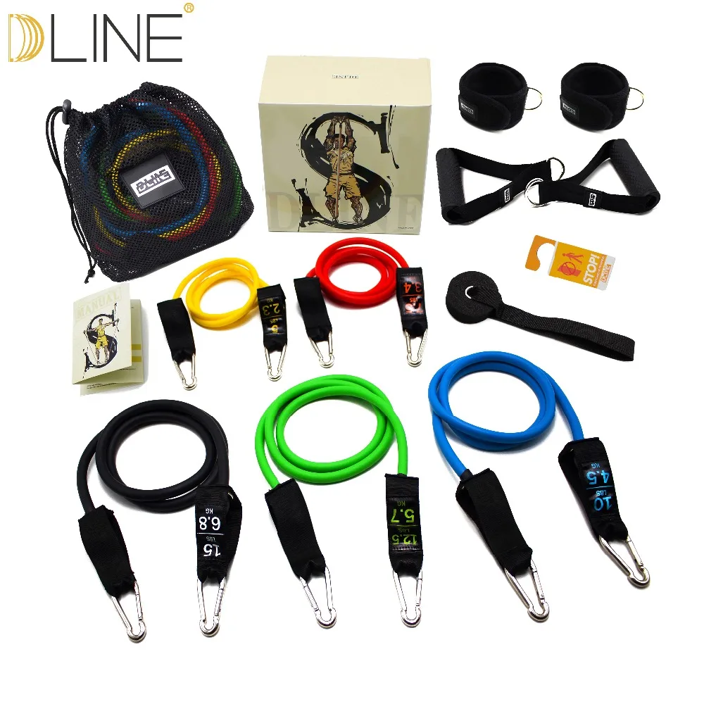 DLINE набор эластичных лент для пилатеса 11 шт./компл.|exercise tube|crossfit fitness equipmentfitness equipment