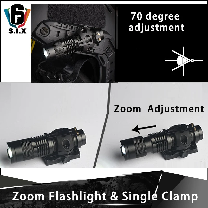 Тактический шлем для страйкбола телескопический зум фонарик держатель