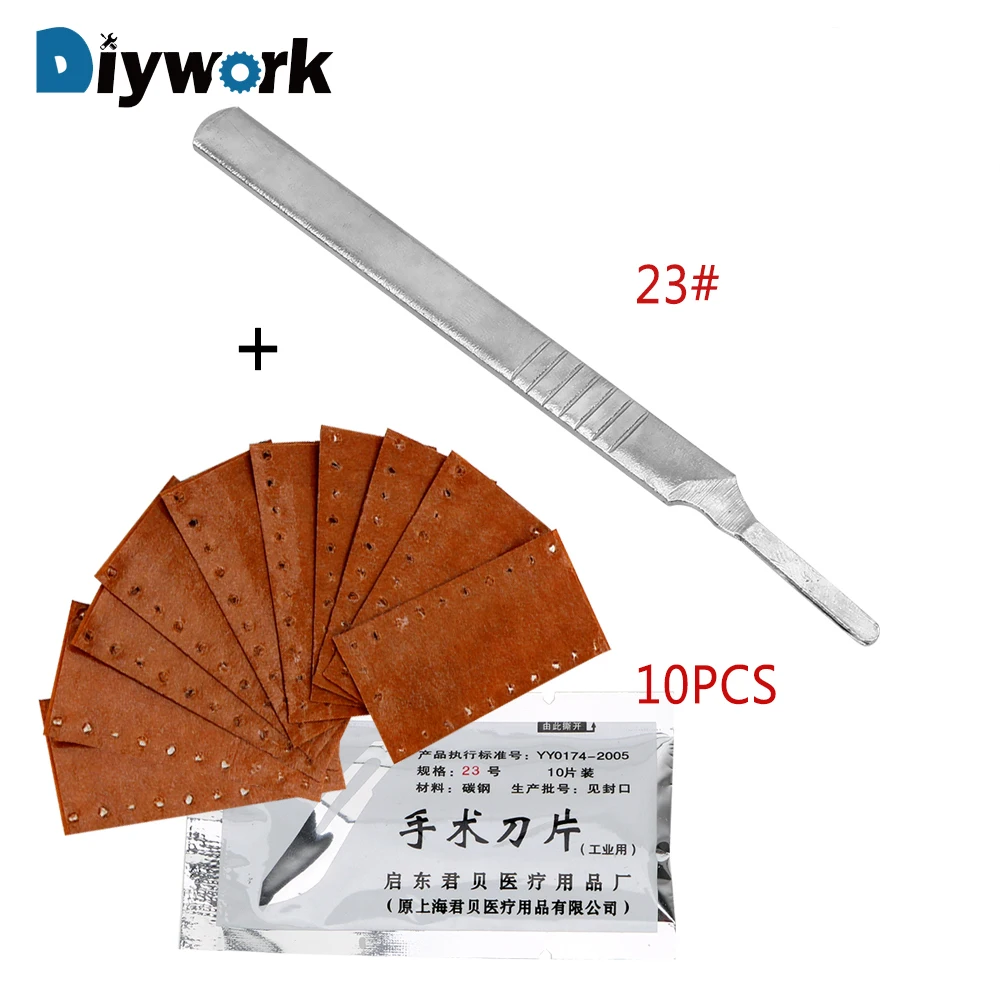 DIYWORK 10 хирургических лезвий скальпеля с 1 ручкой нож для резьбы из нержавеющей