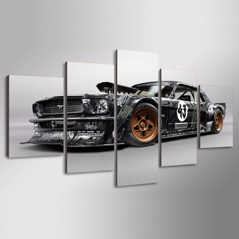 

Modern Poster Home Decor Frame Wall Art Pictures For Living Room 5 Pieces Ford Mustang Rtr Car Painting Canvas HD Printed